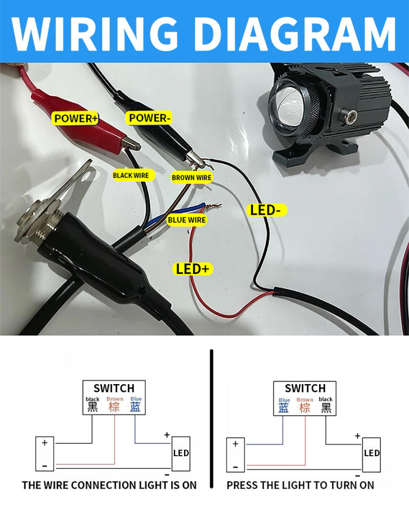 Description Picture 2 of itemMotorcycle and electric vehicle spotlight switch modified with metal button, waterproof double flash strip light horn