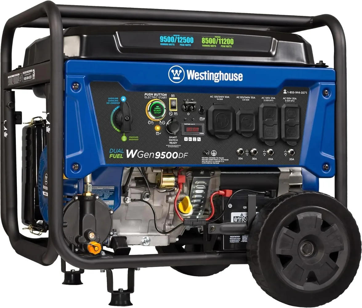 Description Picture 2 of item12500 Watt Dual Fuel Home Backup Portable Generator Remote Electric Start Transfer Switch Ready Gas and Propane Powered