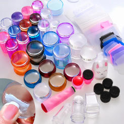 1Set Silicone Nail Stamper Scraper Set Clear Silicone Head Manicure Transfer Templates Printing Kits Nail Art Stamping Plates #3