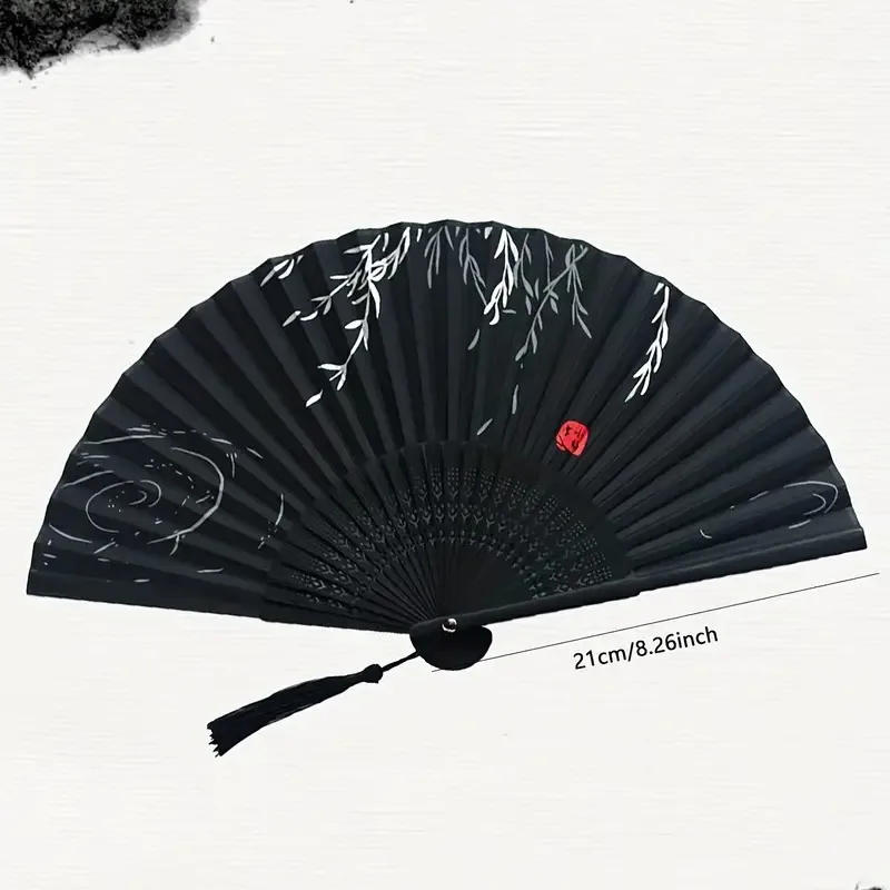Description Picture 4 of item1Pcs Folding Hand Fan with , Chinese Retro Style Birthday Gift for Dance Performance, Decoration
