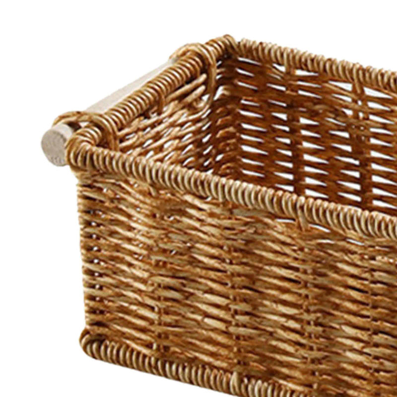 Description Picture 6 of itemImitation Rattan Baskets Decorative with Handles Storage Basket Bin for