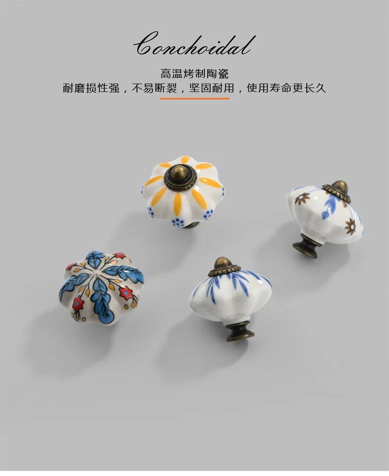 Description Picture 6 of itemCeramic drawer single hole European cabinet small round ethnic style colored wardrobe door handle