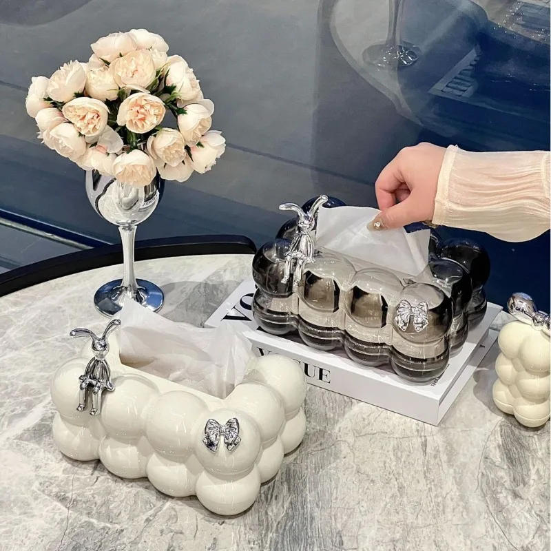 Description Picture 6 of itemNordic Light Luxury High-looking Tissue Box Home Living Room Coffee Table Tissue Storage Box Creative Transparent Tissue Box