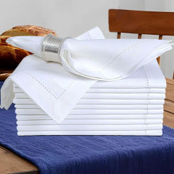 Set of 6 Cotton Cloth Dinner Napkin White Hemstitched Mitered Corners Perfect for Wedding Dinner Parties and Table Decorations