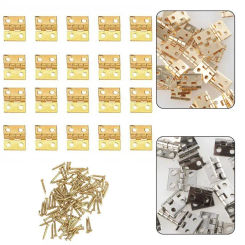 20Pcs Brass Plated Mini Hinge Small Decorative Jewelry Wooden Box Cabinet Door Hinges With Nails Dollhouse Furniture Acc 10*8mm