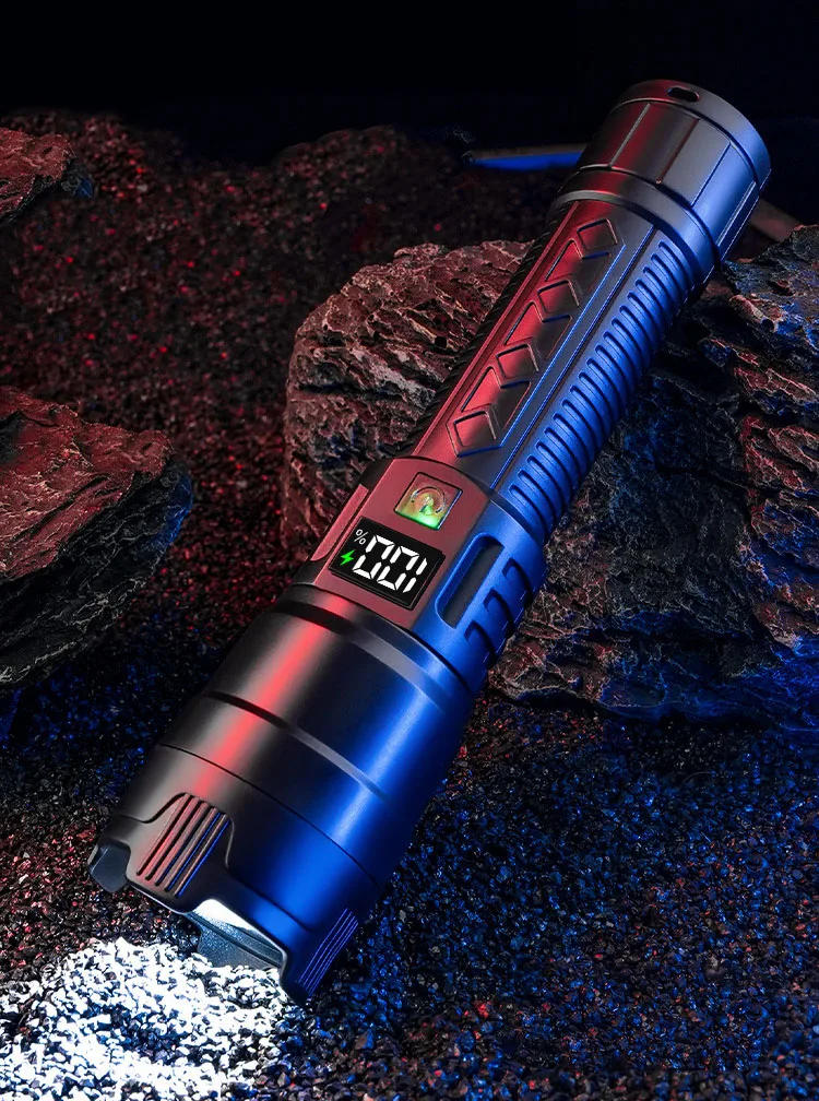 Description Picture 2 of itemHigh Strong Power Led Flashlights 2000LM Tactical Torch with Display Light USB Charging Camping Fishing Emergency Zoom Lantern