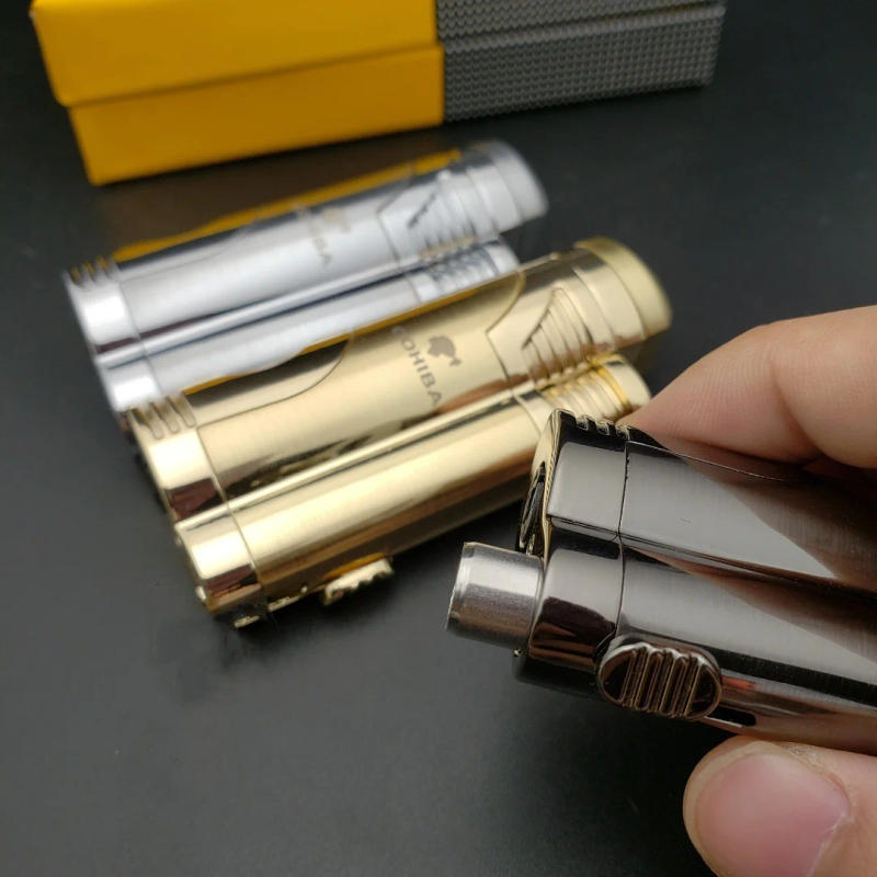 Description Picture 3 of itemCOHIBA Double Straight Charge Cigar Lighter Metal Blue Flame Windproof Lighter Creative Personality High end Men's Gift