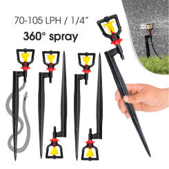 10PC Garden Irrigation Micro Sprinklers on 20cm Stake Support 360° Refraction Misting Spray Greenhouse Agriculture Watering Tool