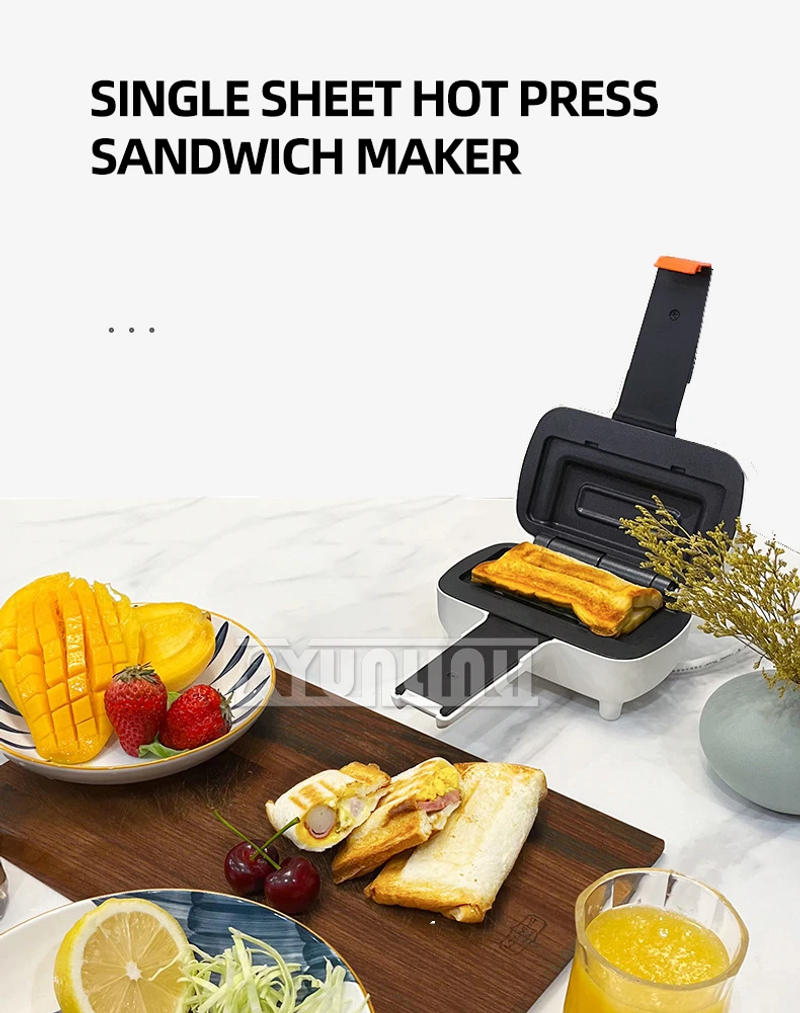 Description Picture 2 of itemHousehold Sandwich Maker Panini Mini Toaster Breakfast Machine Multifunctional Double-sided Heating Bread Machine