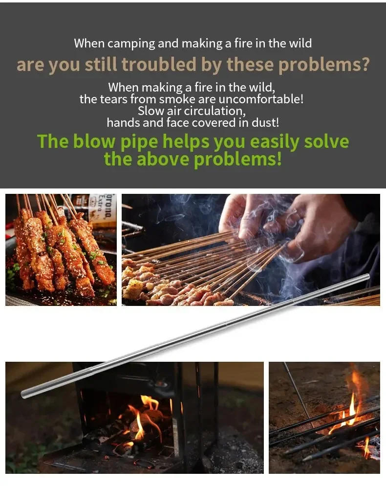 Description Picture 5 of itemOutdoor Camping Blow Fire Tube Blowpipe Collapsible High Effective Tiny Beach Garden Tool Camping Equipment Blowing Fire Stick