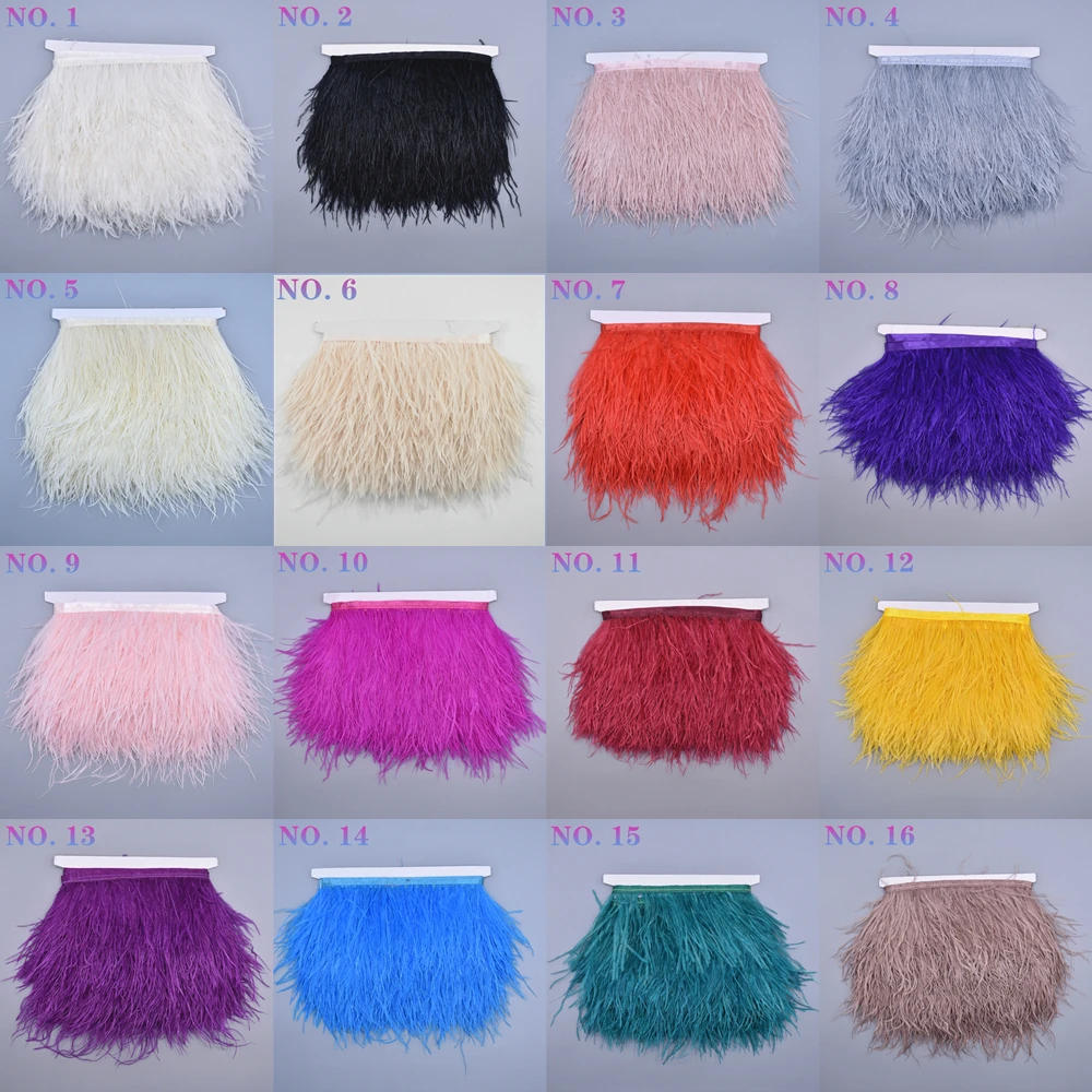 Description Picture 2 of item10Meter Ostrich Feathers on Tape Ribbon Fringe Trim 8-10CM Handicraft Accessories Ribbon Feather Fringes Sewing Trimmings Flecos