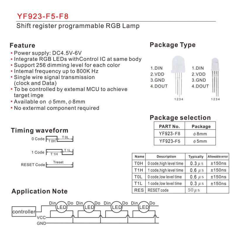 Description Picture 3 of itemDC5V 5mm 8mm Round RGB Full Color Neon Pixel IC APA106 F5 F8 RGB Led Beads Arduino Frosted Led Chips Like WS2811 WS2812 WS2812B