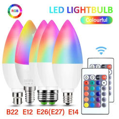 E14/E122/B22 LED Light Bulb Smart Indoor Neon Sign RGB Light Bulbs Remote Dimmable Lamp Home Lighting LED Bulbs