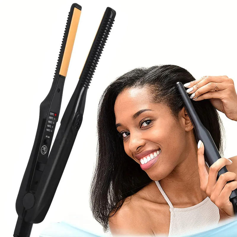 Description Picture 2 of item2 In 1 Hair Straightener and Curler Mini Flat Iron Straightening Styling Tools Ceramic Hair Crimper Corrugation Curling Iron