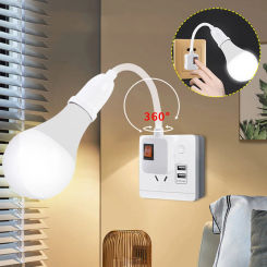 1Pc LED Light Bulb E27 Socket Lamp Base Holder Adapter Converter With Switch EU UK Plug Energy Saving Lamp For Table