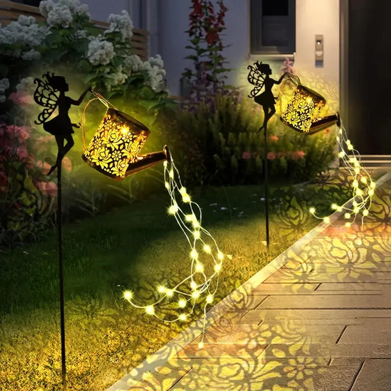 Description Picture 4 of item1 PC Solar Watering Can Lights, Outdoor Waterfall Garden String Fairy Lights, Solar Kettle Projection Light