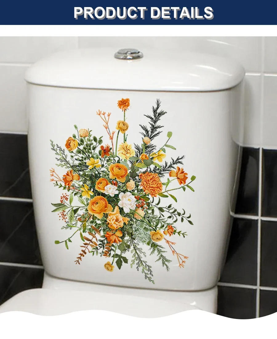 Description Picture 4 of itemGreen Plant Leaves Wall Sticker Bathroom Toilet Sticker WC Self Adhesive Mural Beautify Flower Home Bathroom Decoration Decals