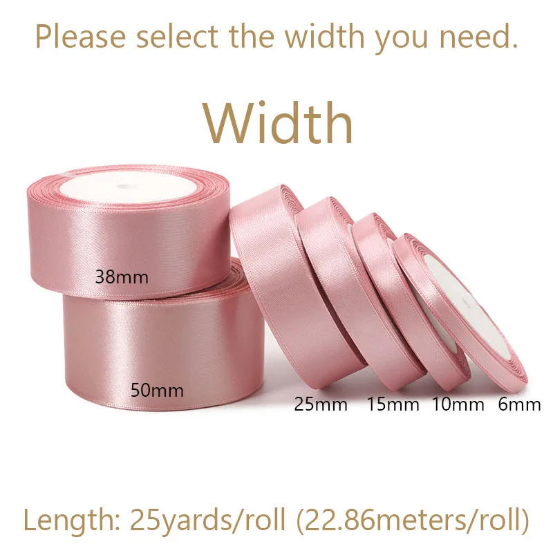 Description Picture 4 of itemSatin Ribbon 25yards 6mm - 50mm Sash Gift Wrap Bow Handmade DIY Craft Halloween Christmas Wedding Birthday Party Decoration