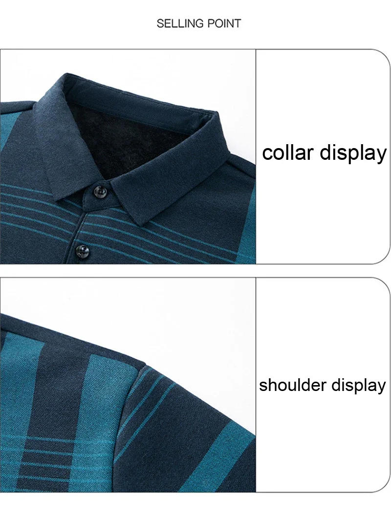 Description Picture 4 of item2024 New Arrival Men Autumn Polo Shirt Warm Long Sleeve Casual Clothing Streetwear Male Polo Shirt Striped Fashion Shirt