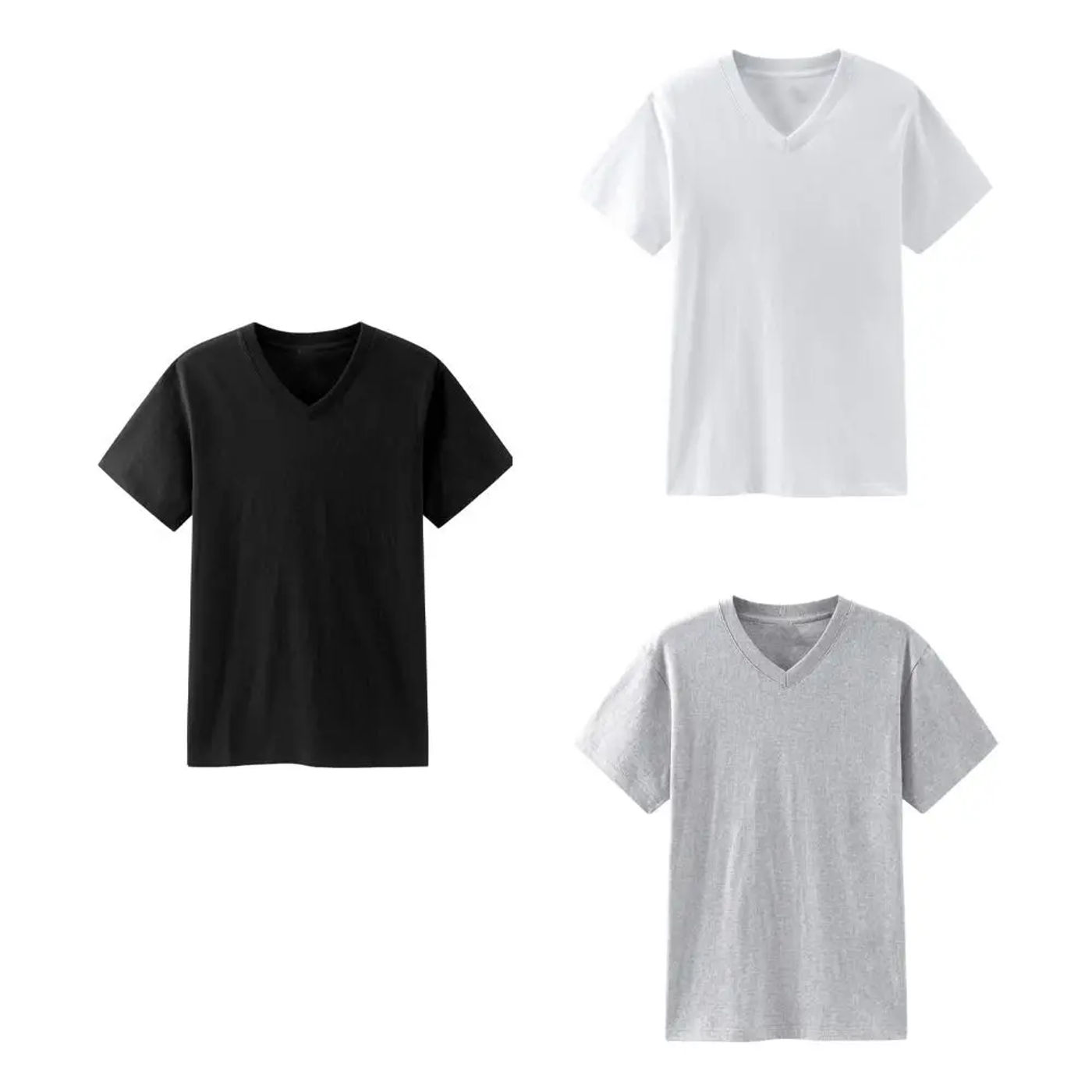 Description Picture 3 of itemFashion V-Neck T Shirts for Men Large Size Loose Short Sleeve T-shirt Simple Bottoming Shirt Basic T-shirt All-match