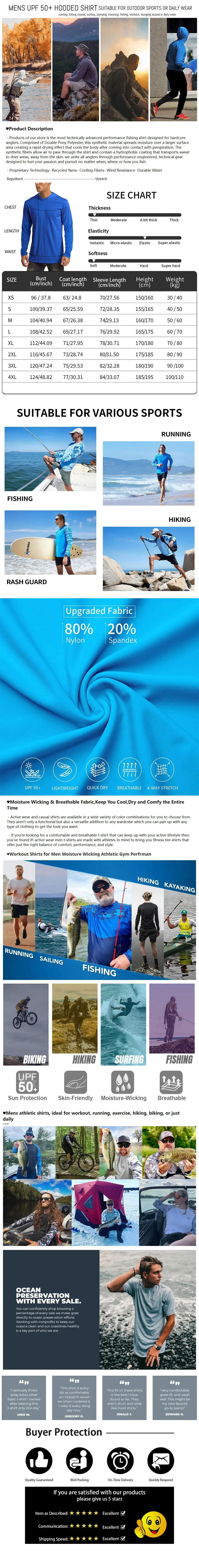 Description Picture 2 of itemFishing shirt Hooded sweatshirt for Fishing UV hoodie clothing Camiseta De Pesca men's clothing hooded top black white yellow