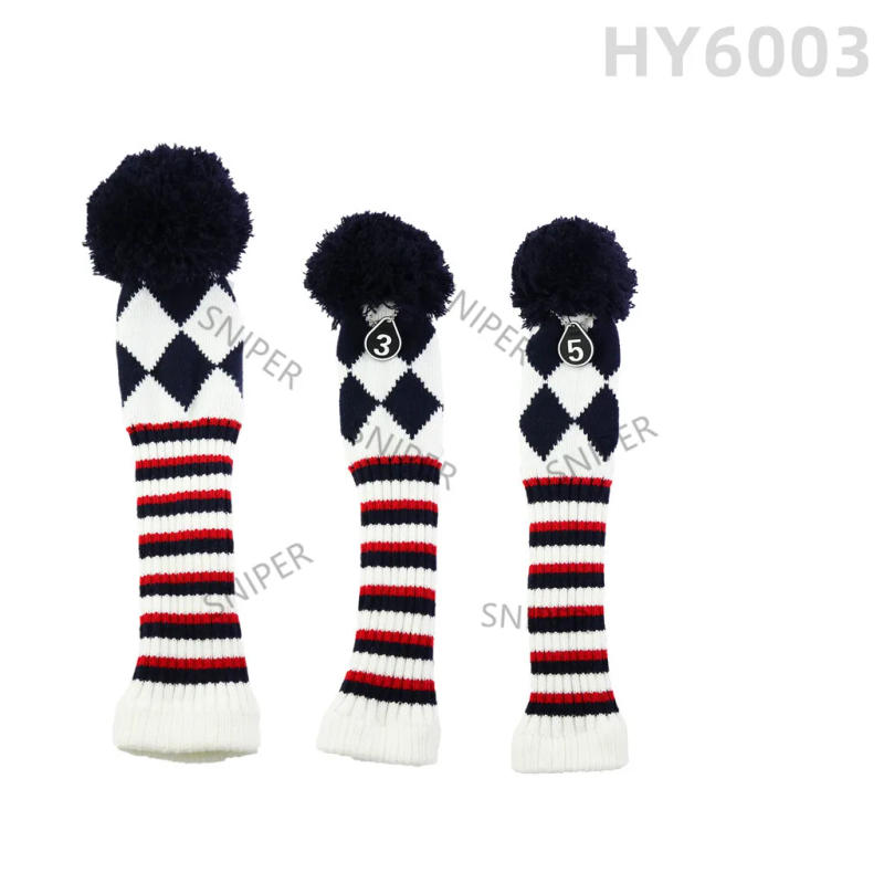 Description Picture 5 of itemGolf Wood Club Cover  #1/#3/#5 Driver/Fairway Head Covers  Pom Pom Knit Long-neck Sock Style Golf Headcovers