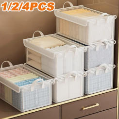 PVC Storage Box Transparent Clothes Storage Boxes with Lid Water Proof Wardrobe Underwear Organizer Drawer Type Clothes Basket