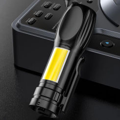 Portable LED Flashlight 200LM Mini Pocket Flash Light 3 Gear USB Rechargeable 400mAh Battery for Outdoor Hiking Emergency