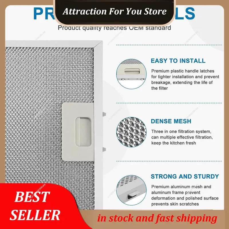 Description Picture 2 of itemHot Selling W10169961A 4-PCS Range Hood Filter Exhaust Grease Filter With 5-Layer Aluminum Mesh Microwave Compatible