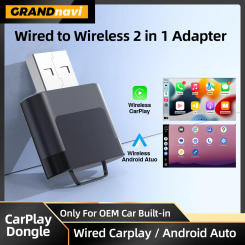 Wired to Wireless CarPlay Android Auto 2in1 Mini Adapter 5GHz WiFi5 Suitable for 98% of original wired carplay/auto cars