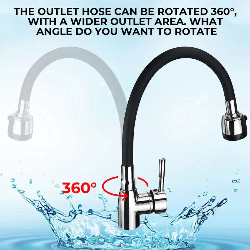 Description Picture 4 of item360Rotating Flexible Kitchen Basin Faucet Single Handle Polished Chrome Black Cold and Hot Water Mixer Tap Torneira Deck Mounted