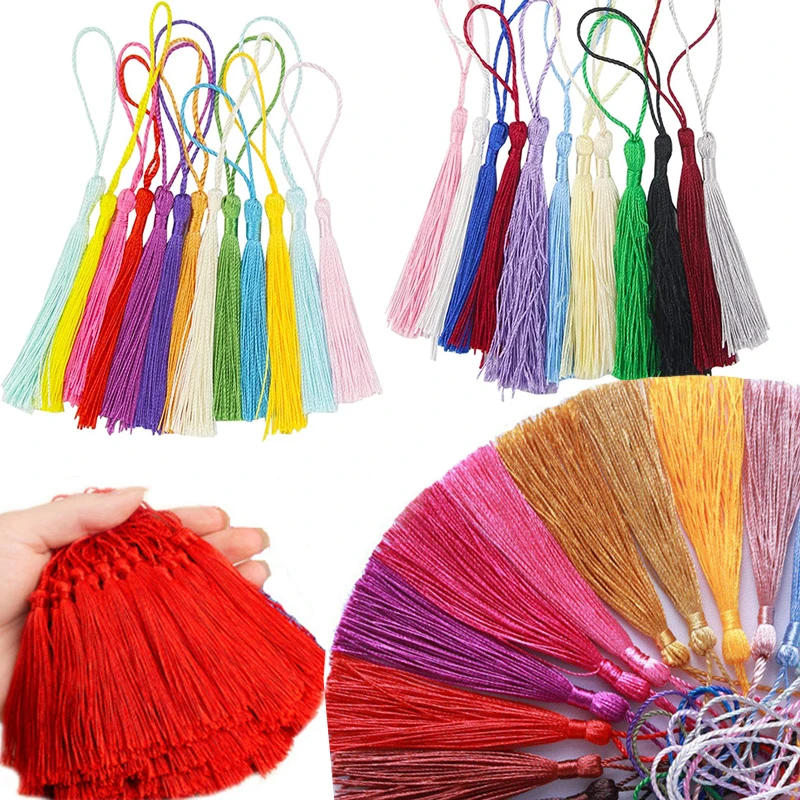 Description Picture 2 of item50Pcs 13cm Tassels Bookmark Tassels Silky Handmade Soft Craft Mini Tassels for Bookmarks Trim Fringe DIY Crafts Jewelry Making