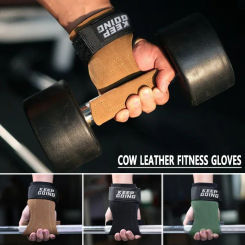 Deadlift Weightlifting Gloves, Cowhide Palm Guards, Pull-up Wrist Guards, Horizontal Bar Pull-up Back Grip Belt, Hand Guards