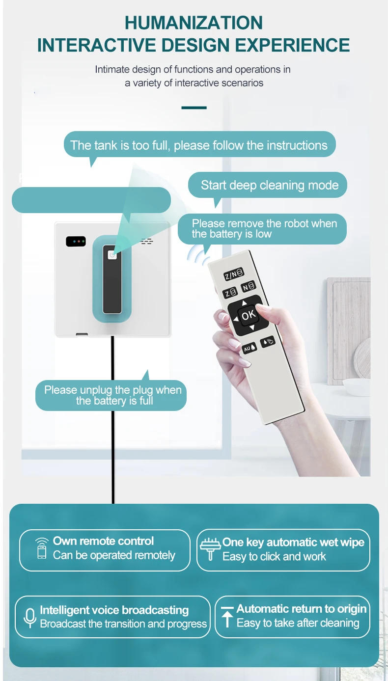 Description Picture 3 of itemelectronic window cleaning equipment border detection smart automatic window glass vacuum clean robot at home