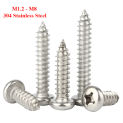 304 Stainless Steel Round Head Tapping Screws Pan Head Phillips Wood Screws M1.2 M1.4 M1.7 M2 M2.2 M2.6 M3 M3.5 M4 M4.2 M5 M6 M8