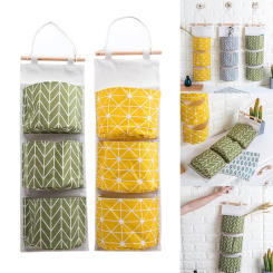 Tulips Hanging Storage Bag 3 Pocket Waterproof Hanging Organizer for Dorm Living Room Bathroom Home Fabric Wall Closet Organizer