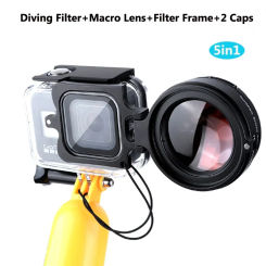 58mm 16x Macro Lens Color Diving Filter Adapter Ring Lens Cap for GoPro Hero 13 12 11 10 9 8 Original Waterproof Housing Case