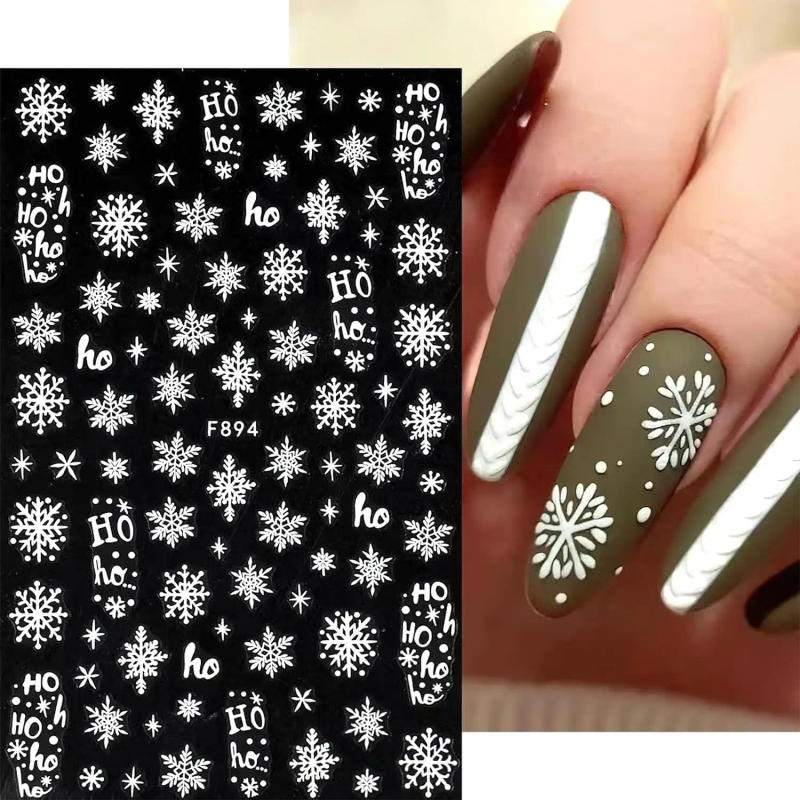 Description Picture 6 of item3D Snowflake Nail Art Decals White Christmas Designs Self Adhesive Stickers New Year Winter Gel Foils Sliders Decorations Xmas *