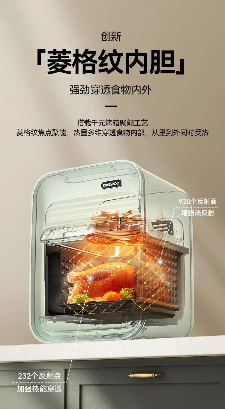 Description Picture 3 of item5L Air Fryer 10 Preset Menus Steam Auto Power Off Intelligent Timer Temperature Control Non-stick Multifunction Oven