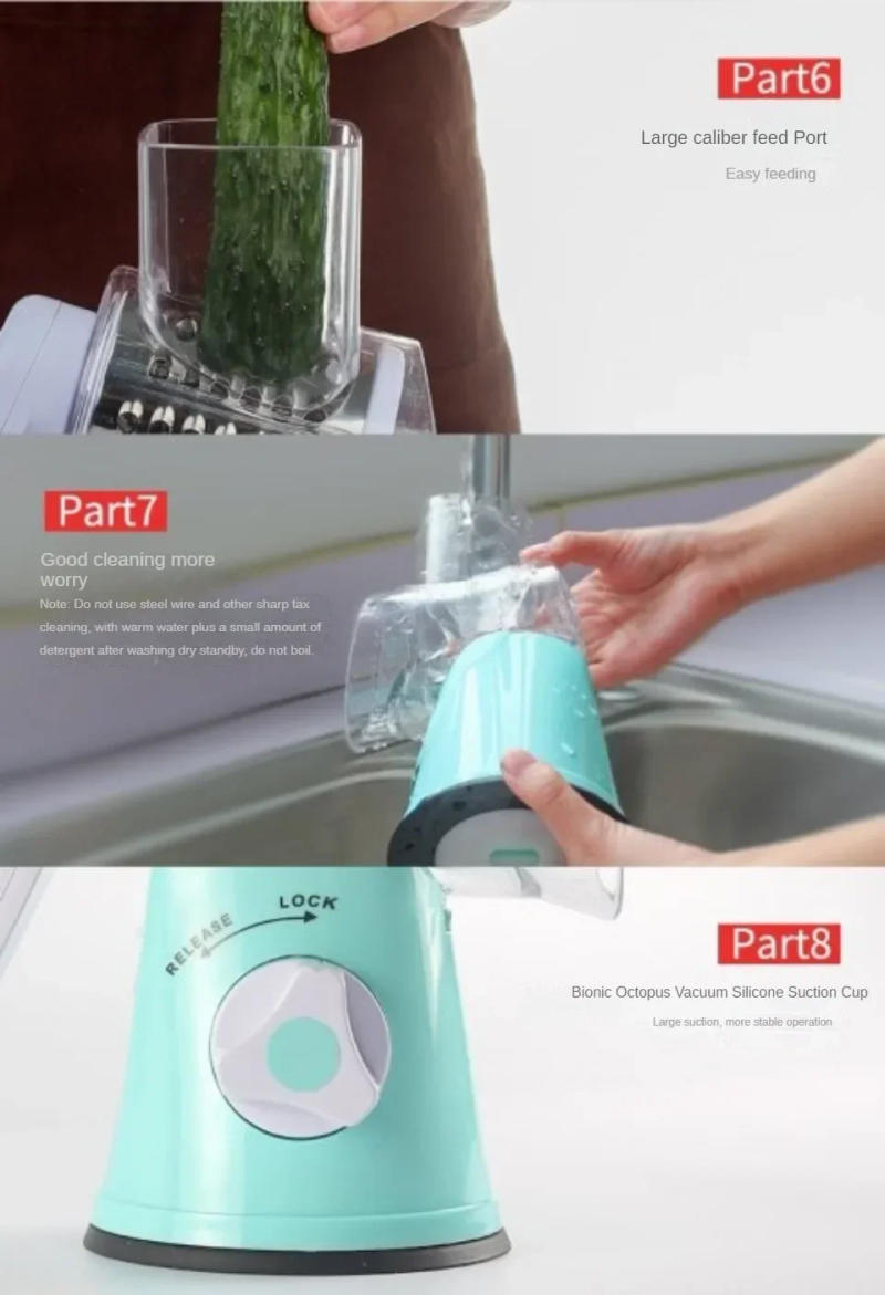 Description Picture 6 of itemMultifunctional Vegetable Slicer Cutter Chopper Vegeta Graters Shredders Fruit Rotary Handle Not Hurting Hands Kitchen Gadgets