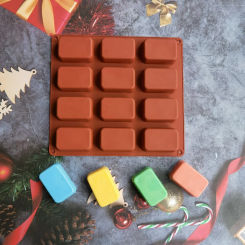 12 Cavity Square Silicone Soap Mold Candle Pudding Candy Wax Aromatherapy mould Craft Decorating 3D DIY Handmade Making Tool