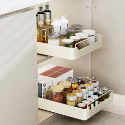 New Kitchen With Sliding Rail Storage Box Creative Pull-out Kitchen Drawer Storage Rack Household Good Storage Rack Storage Tool
