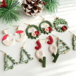 Christmas Tree Earring Jewelry Pendant Clay Cutters DIY Soft Pottery Earring Clay Making Tools Lucky Garland Earrings Clay Molds