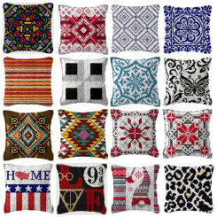 Vintage Style Latch Hook Set Embroidery Latch Hook Kit Datura flower Lattice Latch Hook Pillow Button Pad Package Decoration DIY
