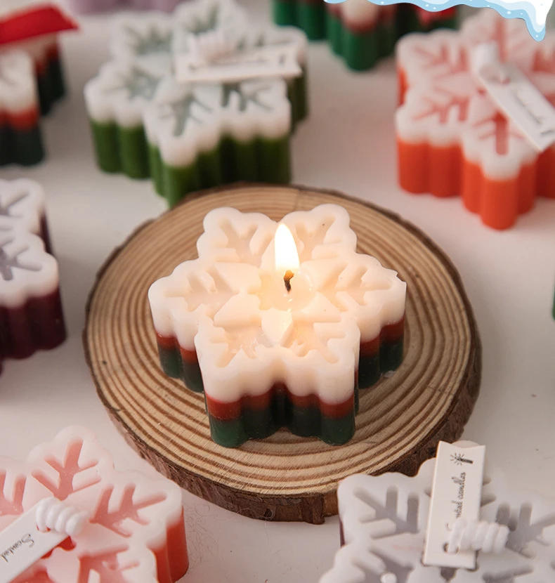 Description Picture 4 of itemChristmas Snowflake Candle Mold DIY Gypsum Dropping Glue Aromatherapy Resin Handmade Soap Mold Home Holiday Gift Baking Tool