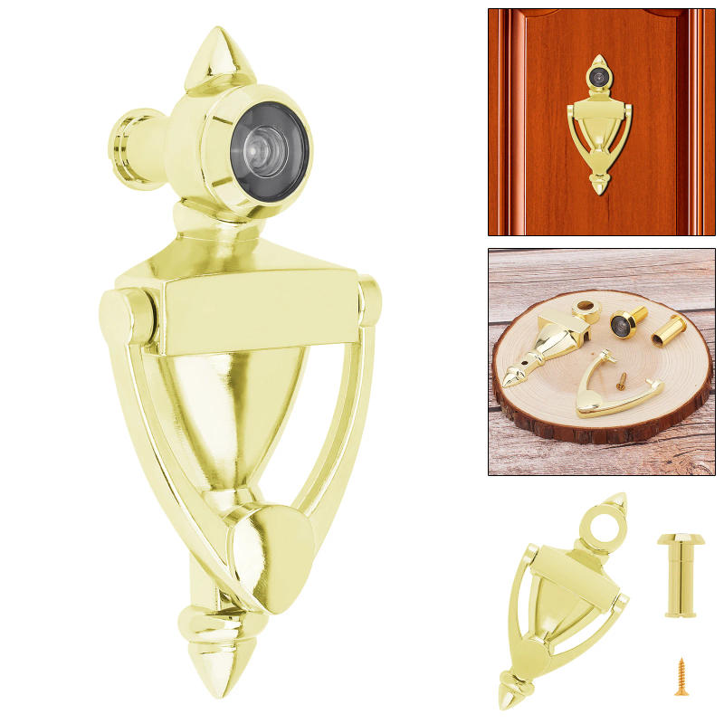 Description Picture 2 of item5 Inch Zinc Alloy Door Knocker for 1.38 to 1.97inch Thickness Wood Steel Doors with 180 Degree High Definition Door Viewer