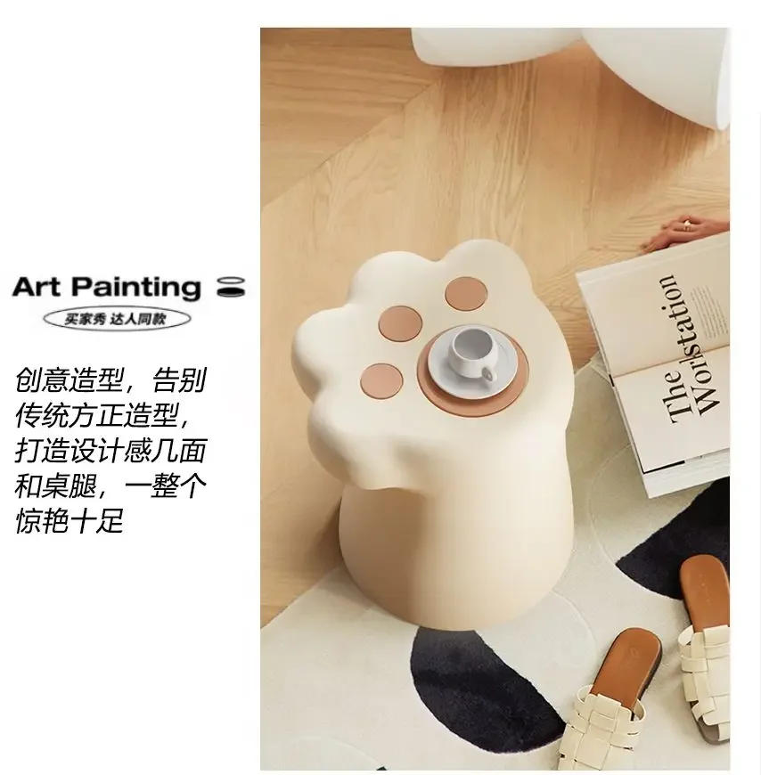 Description Picture 6 of itemCream Style Advanced Sense Cat Claw Coffee Table Cute Small Apartment Sofa Next To A Few Modern Simple Home Furnishings