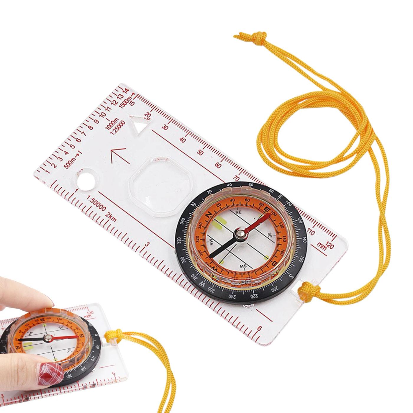 Description Picture 2 of itemOutdoor Camping Hiking Transparent Plastic Compass Compass Proportional Footprint Travel Military Compass Tools Travel Kits