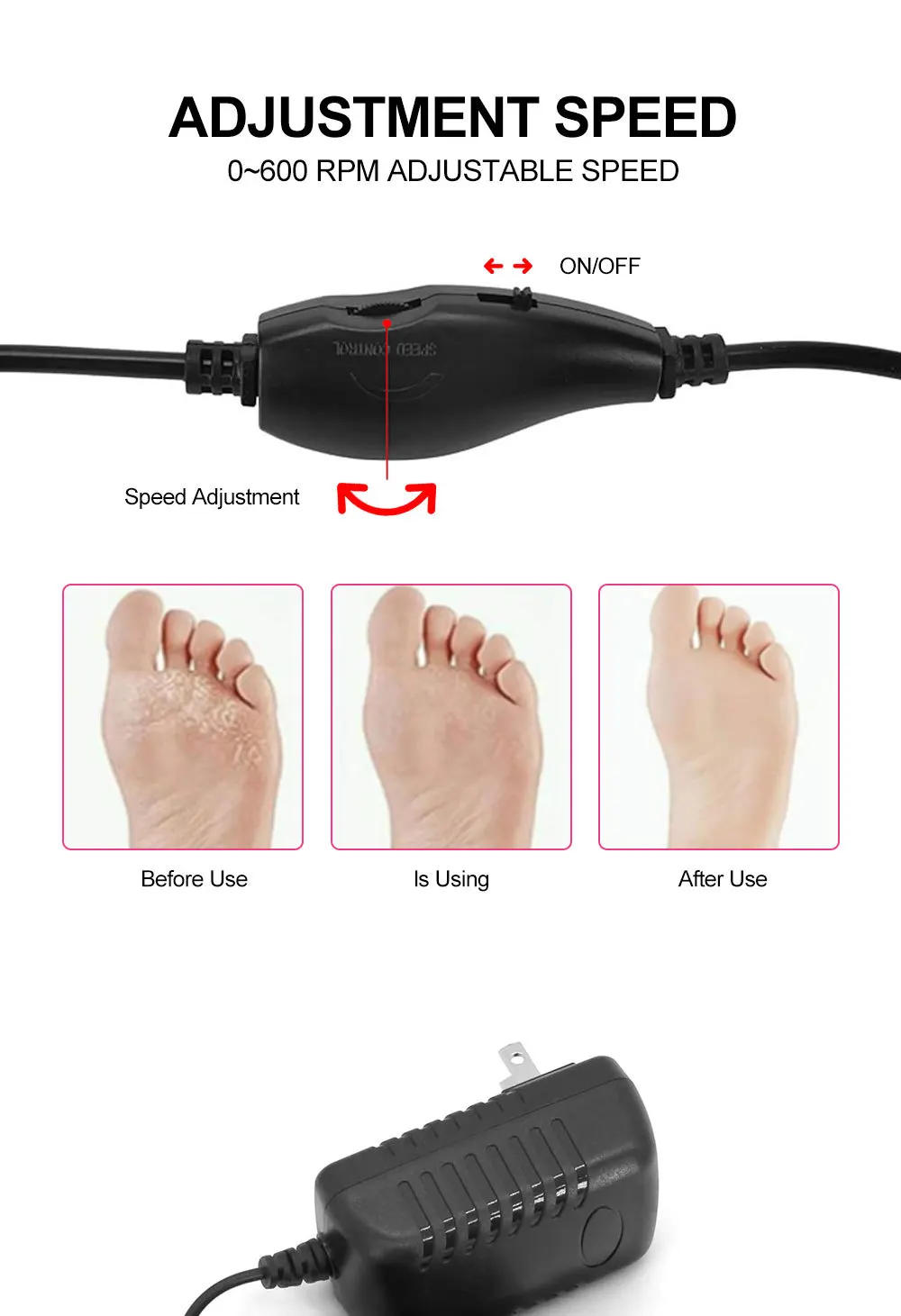 Description Picture 5 of itemHouselin Electric Callus Removal,Speed Controller,60 Replacement Sandpaper Disc Foot Tools for People with Dead and Cracked Skin