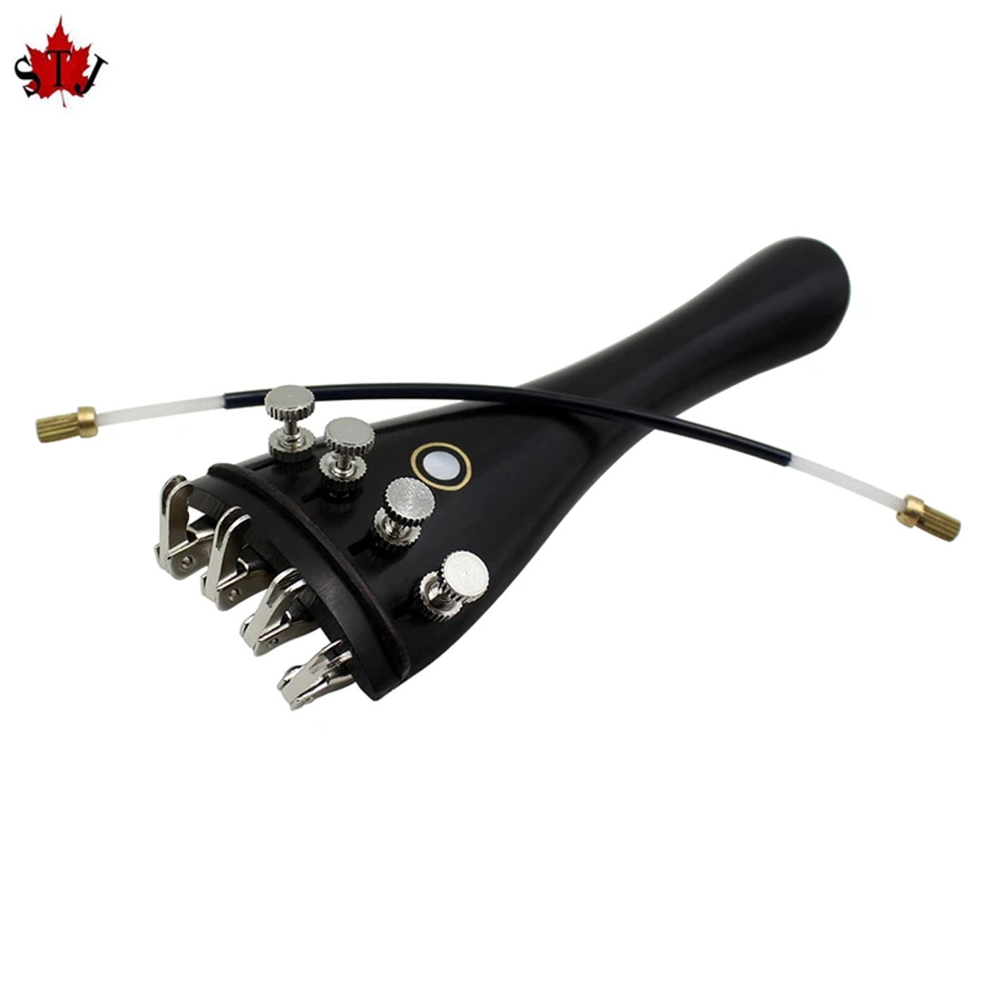 Description Picture 6 of item1pcs High quality Paris Eye inlay 4/4 3/4 1/2 1/4 violin tailpiece with tuners nylon Tail Gut ,violin parts accessories fittings